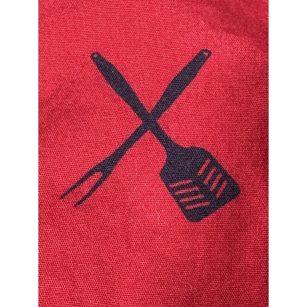 Duluth Trading Co Shirt Mens Medium Red Short Sleeve Button Up BBQ Utensil Print - Picture 7 of 10